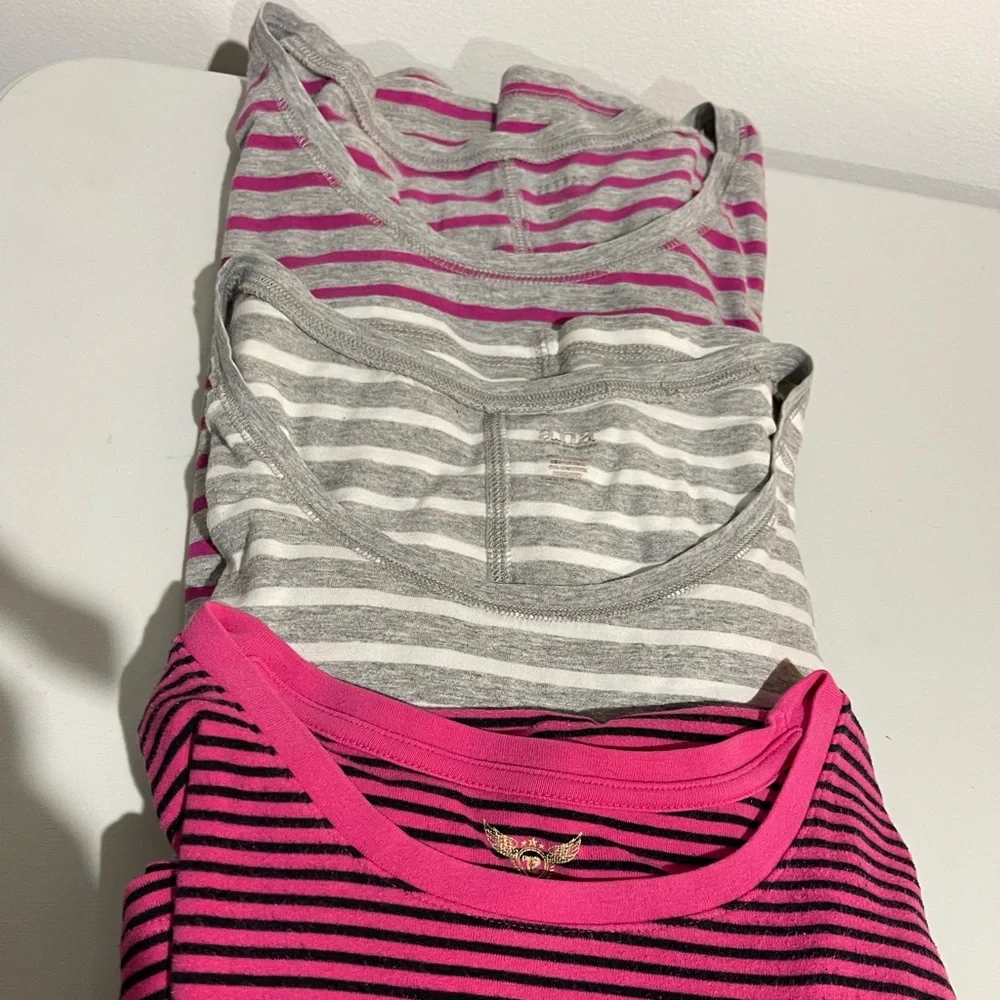 Lot of 3 a.n.a + 1 STRIPED LONG SLEEVE COTTON TOPS (16-18) XL-XXL - Picture 1 of 5